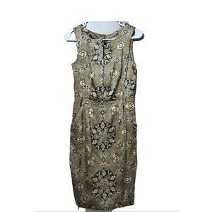 Vintage Alberto Makali 100% Silk Gold Snakeskin Print Sleeveless Dress Women's 4